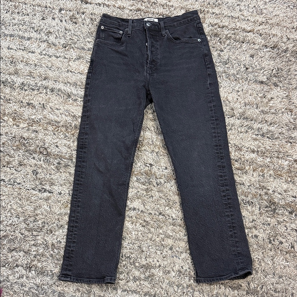 Agolde Riley high rise Crop Straight-Leg Jeans in Black gray sz 27
